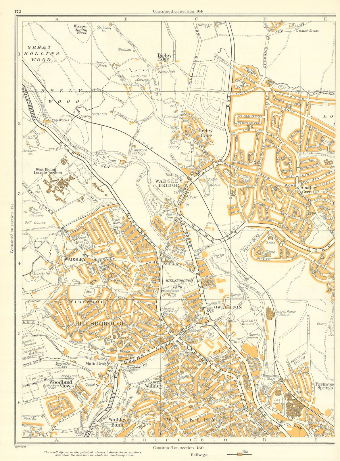 SHEFFIELD Hillsborough Walkley Wadsley Bridge Owlerton Birley Carr 1935 map